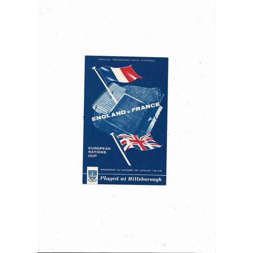 1962 England v France Football Programme @ Sheffield Wednesday