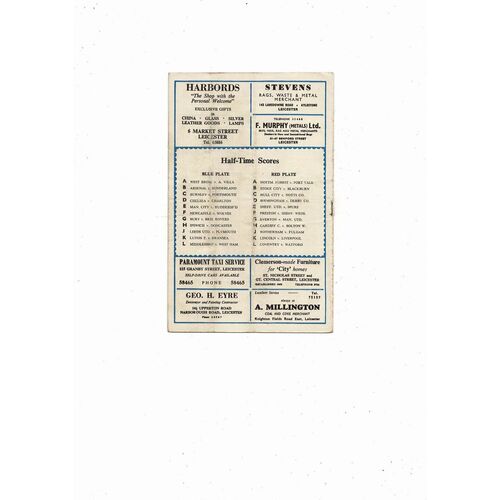 1954/55 Leicester City v Blackpool Football Programme