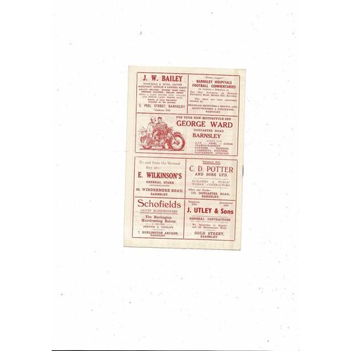 1956/57 Barnsley v Swansea Town Football Programme