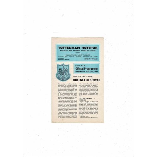 Tottenham Hotspur v Leicester Football Combination Cup Final Programme 1966/67