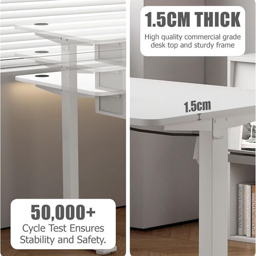 mcc direct Electric Standing Desk, Sit Stand Table, Height Adjustable Electric Standing Computer Desk with Desk Drawer for Home Office(100 X 60cm, White)-Easton