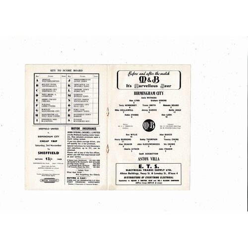 1962/63 Birmingham City v Aston Villa Football Programme