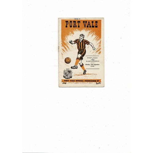 1958/59 Port Vale v Hartlepool United Football Programme