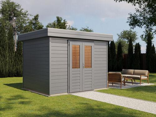 3.0mtr x 2.4mtr 28mm walled Flat Roof Cabin