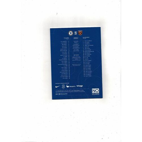 2022/23 Chelsea v West Ham United Womens Super League Football Programme