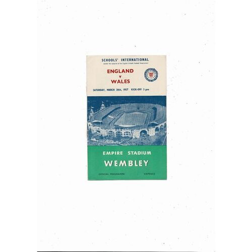 1957 England v Wales Schools International Football Programme
