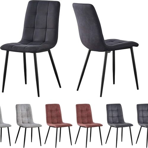 mcc direct Set of 2 Faux Matte Suede Leather Dining Chairs With metal Legs home& restaurants henri