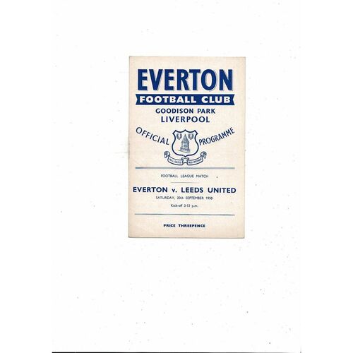 1958/59 Everton v Leeds United Football Programme