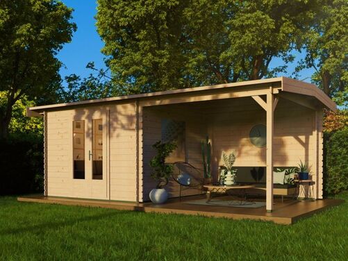 3.0mtr x 3.0mtr + 3.0mtr Veranda Apex Log Cabin Style building