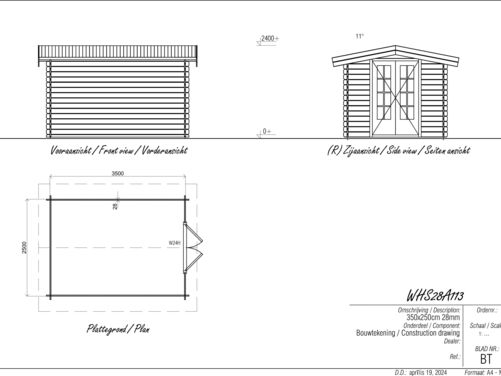 2.5mtr x 3.5mtr Apex Log Cabin Style building