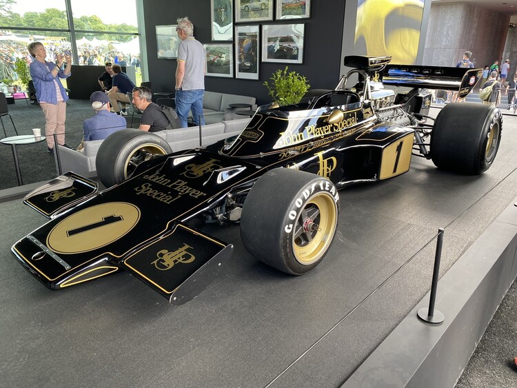 Lotus team F1 car sporting the John Player Special Livery, on display at Goodwood Festival of Speed.