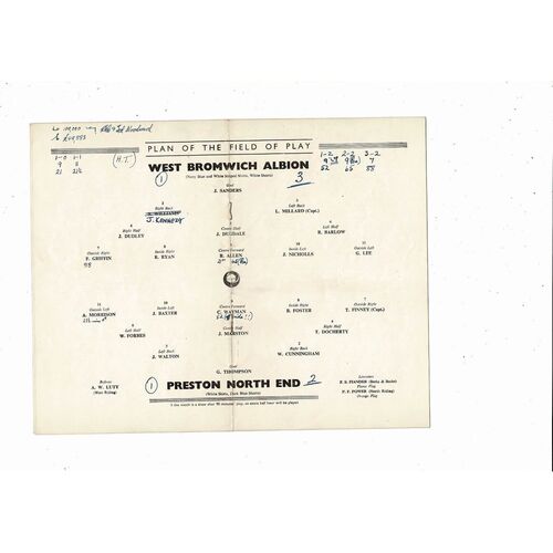 1954 Preston v West Bromwich Albion FA Cup Final Football Programme