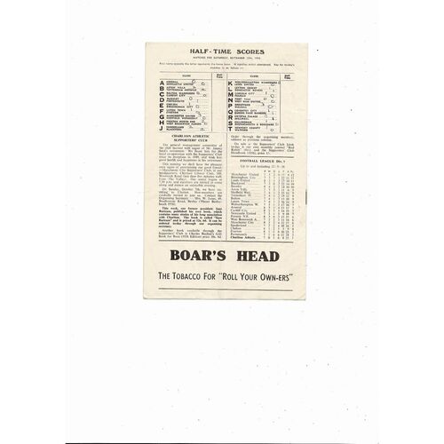 1956/57 Charlton Athletic v Manchester City Football Programme