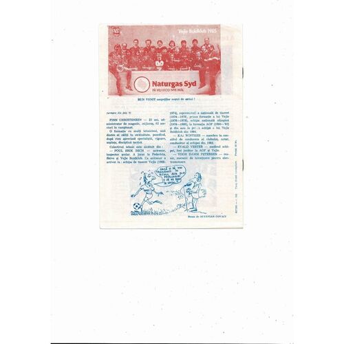 Steaua Bucharest v Vejle Boldklub European Cup Football Programme 1985/86
