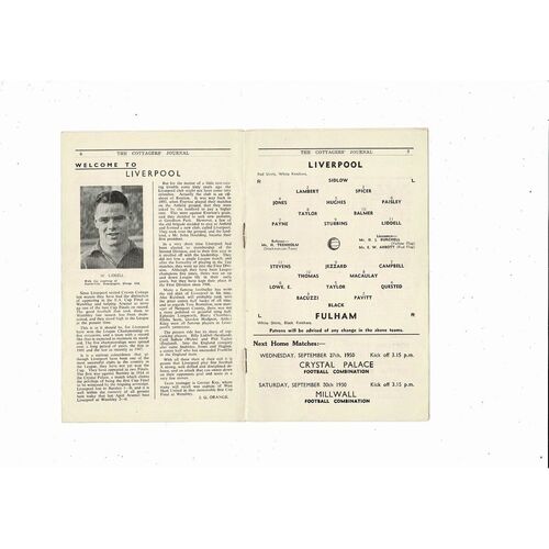 1950/51 Fulham v Liverpool Football Programme