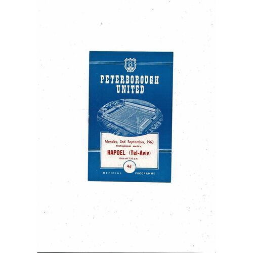 Peterborough United v Hapoel Testimonial Fund Football Programme 1963/64
