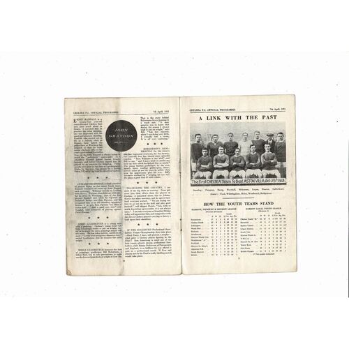 1950/51 Chelsea v Aston Villa Football Programme