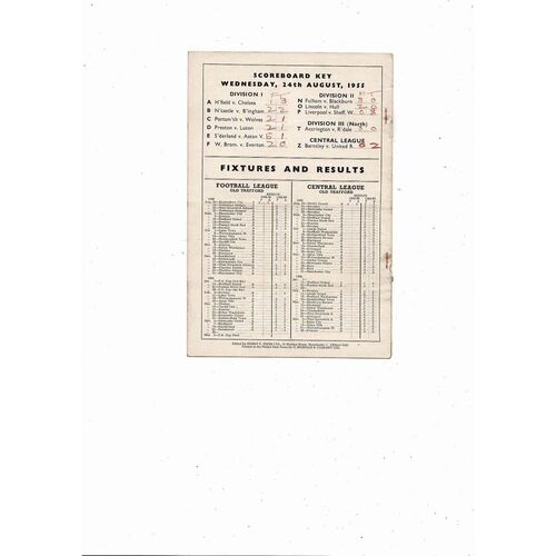 1955/56 Manchester United v Tottenham Hotspur Football Programme