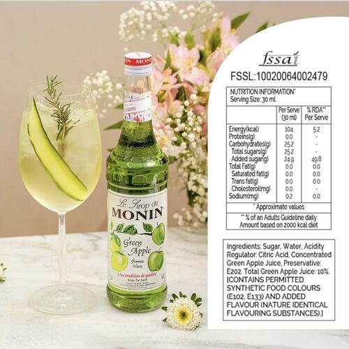 Green Apple Syrup by Monin - 700ml