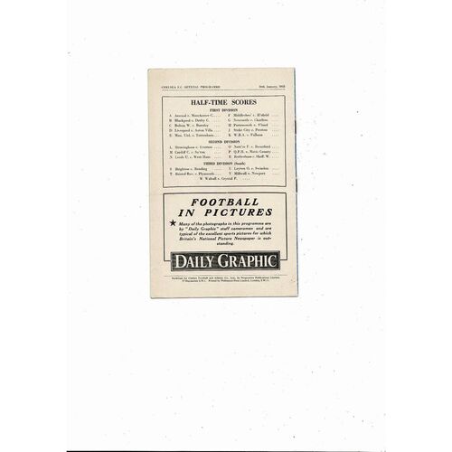 1951/52 Chelsea v Wolves Football Programme