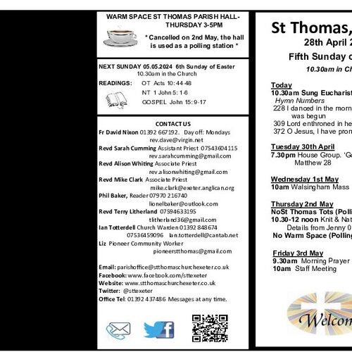 Pew Sheet | The Parish of St Thomas, Exeter