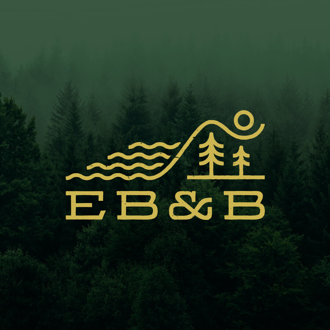 A logo in the forest. Eb&b logo.