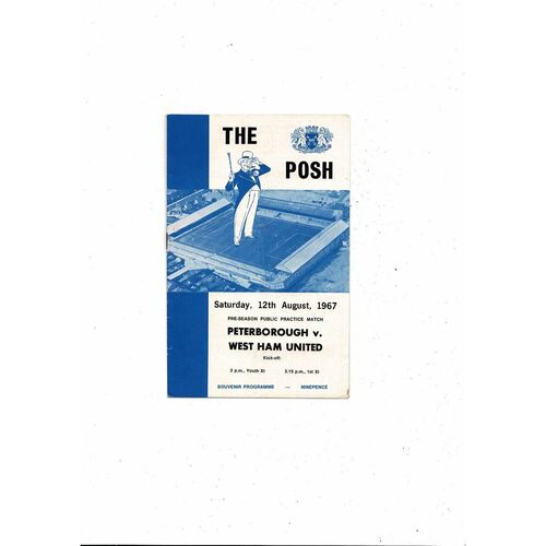 Peterborough United v West Ham United Friendly Football Programme 1967/68
