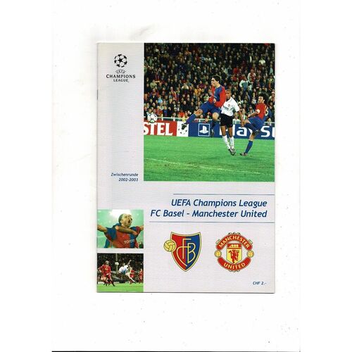 FC Basel v Manchester United Champions League Football Programme 2002/03