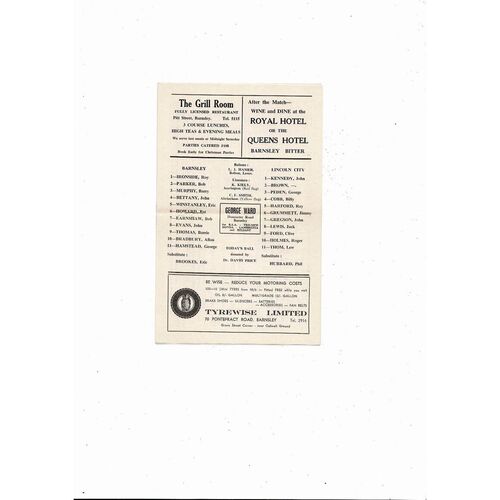 1967/68 Barnsley v Lincoln City Football Programmes