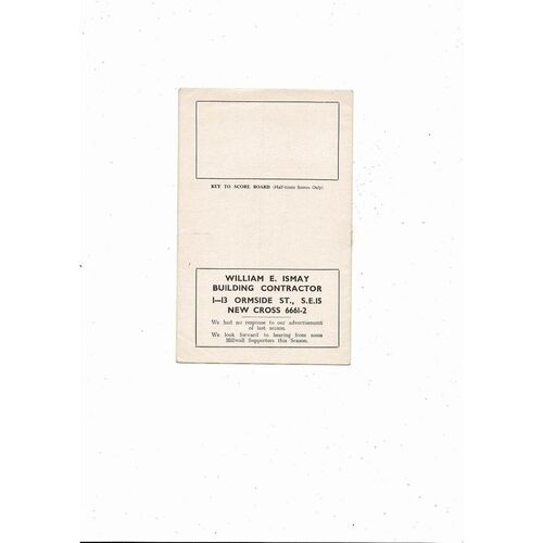 1958/59 Millwall v Darlington Football Programme