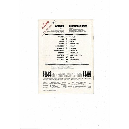 1970/71 Arsenal v Huddersfield Town Football Programme