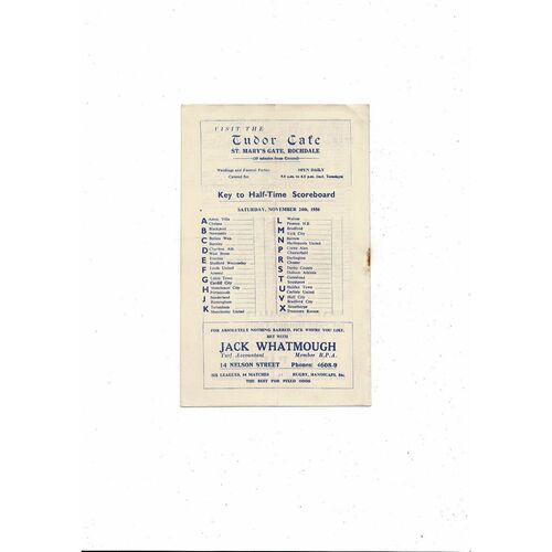 1956/57 Rochdale v Accrington Stanley Football Programme