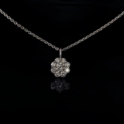 Diamond flower cluster pendant