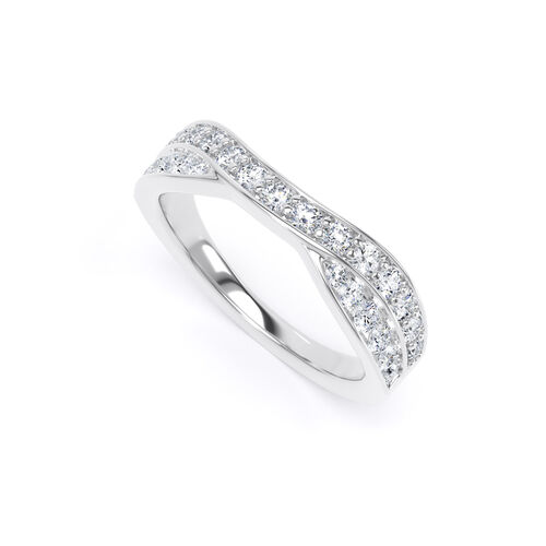 Channel set diamond crossover ring