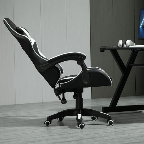 mcc direct Swivel Faux Leather Office Chair Racing Sports Gaming Tilt Computer Desk Chair with Headrest & Lumbar Cushion A