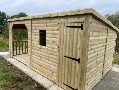 #P006 16x10 Pent Shed with Open Area