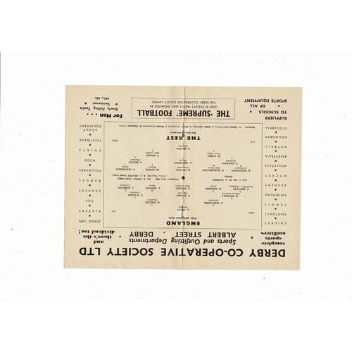 1961 England v The Rest Schools International Football Programme @ Derby County