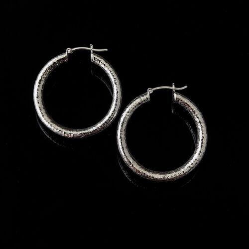 Large size textural silver creoles