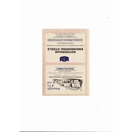 Rotherham United v Manchester United Pontins League Football Programme 1991/92