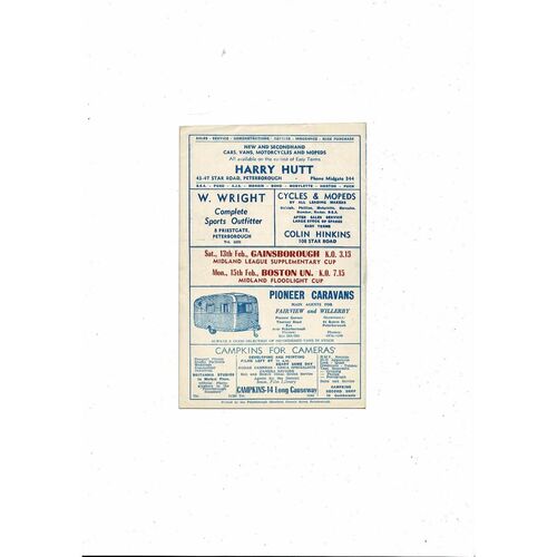 Peterborough United v Arsenal Friendly Football Programme 1959/60