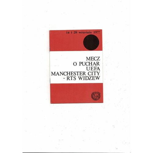 Widzew Lodz v Manchester City UEFA Cup Football Programme 1977/78
