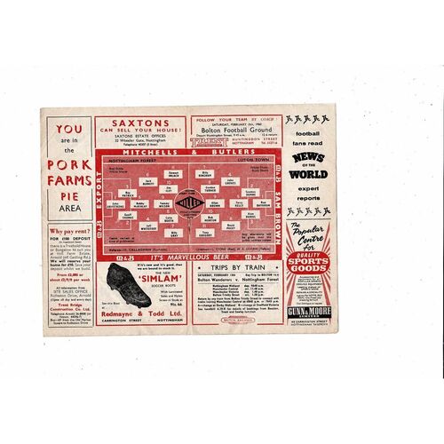 1959/60 Nottingham Forest v Luton Town Football Programme