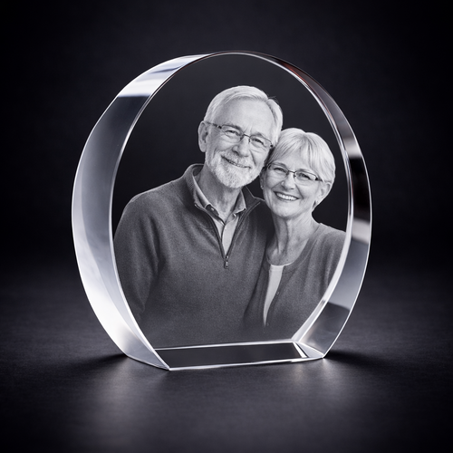 3D Crystal Circle Photo Gift UK 100×100×40mm