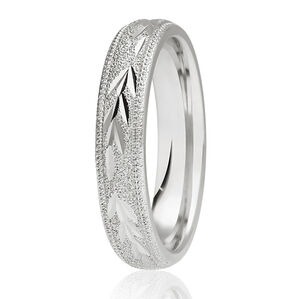 9ct 4mm DIAMOND CUT frosted leaf contrast pattern with mille-grain borders