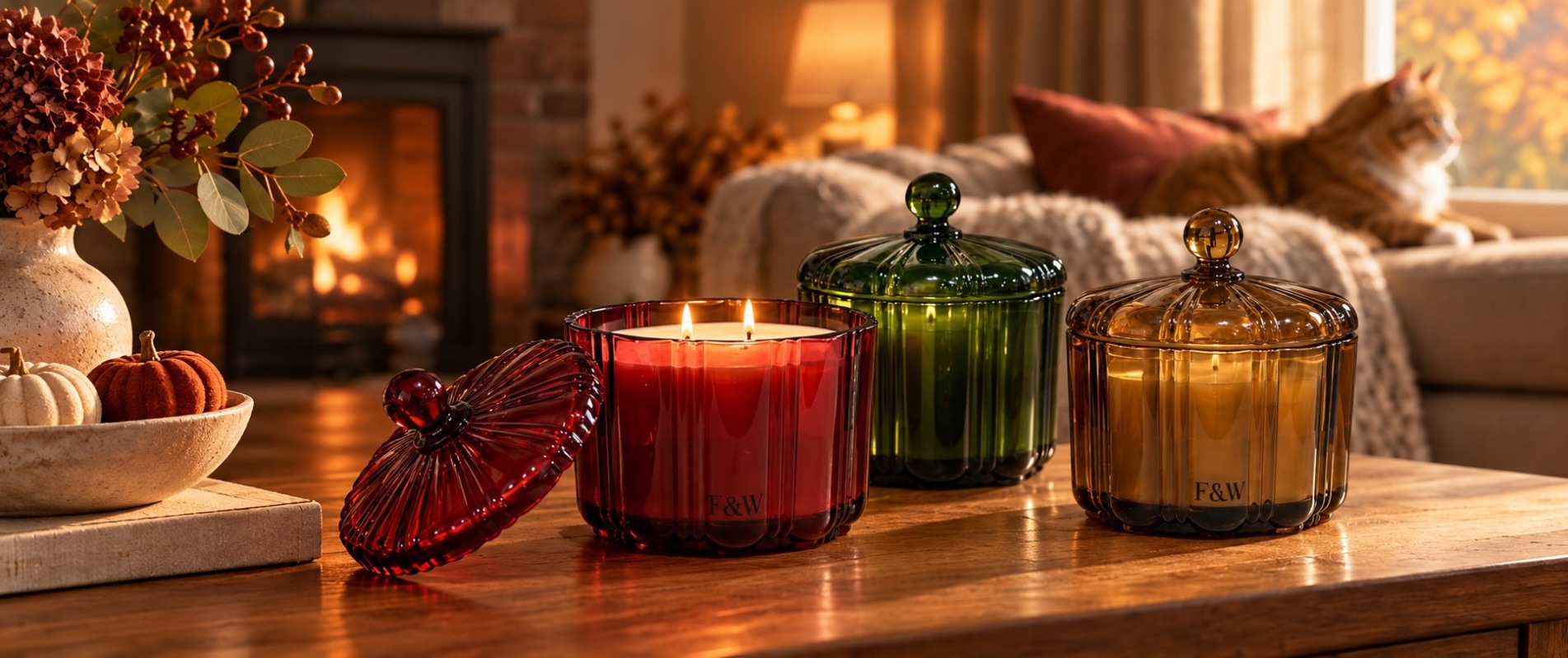 cosy, autumn, candles, autumn candles, pet safe candles, pet friendly candles