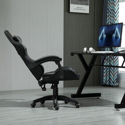 mcc direct Swivel Faux Leather Office Chair Racing Sports Gaming Tilt Computer Desk Chair with Headrest & Lumbar Cushion A