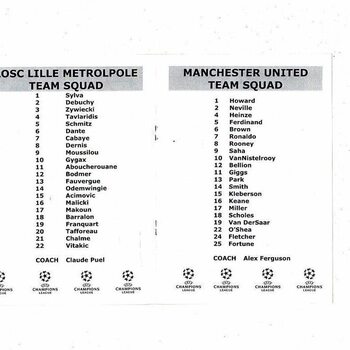 Lille Metropole v Manchester United Unofficial Champions League Football Programme & Official Match Newspaper 2005/06