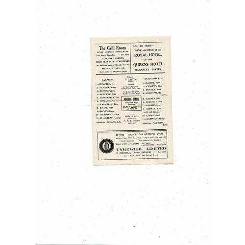 1967/68 Barnsley v Bradford Park Avenue Football Programme