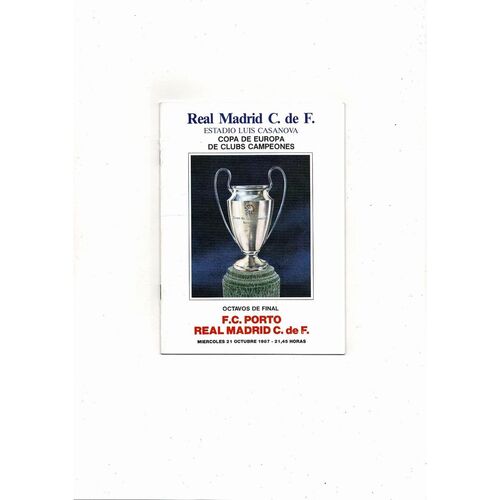 Real Madrid v Porto European Cup Football Programme 1987/88