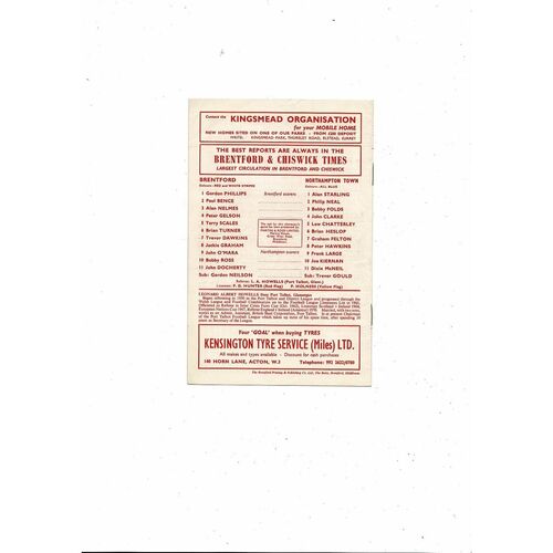 1971/72 Brentford v Northampton Town Football Programme
